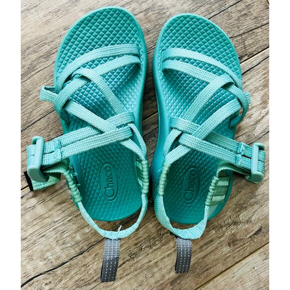 Chaco Kids Girls Ecotread ZX/1 Mint Teal Strappy Hiking Beach Sandals Shoes - Picture 1 of 4